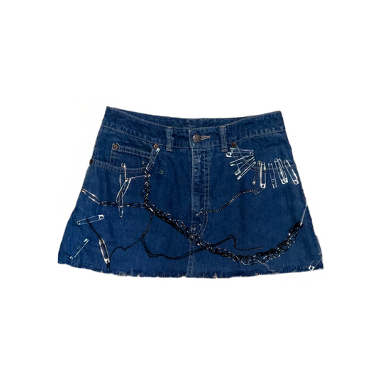 VILLA!N CHAIN DENIM SKIRT